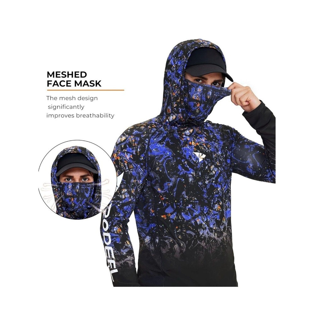 RODEEL Performance Hooded Shirt Vented Face Mask Men's 3XL Black Night Fishing